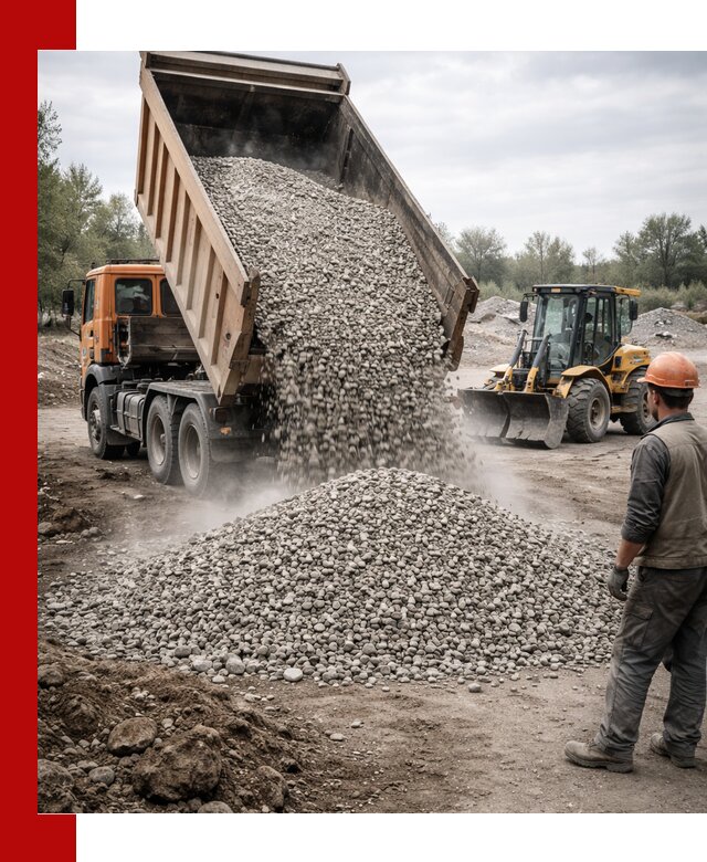 Доставка щебня в Карасуке крупными и мелкими фракциями