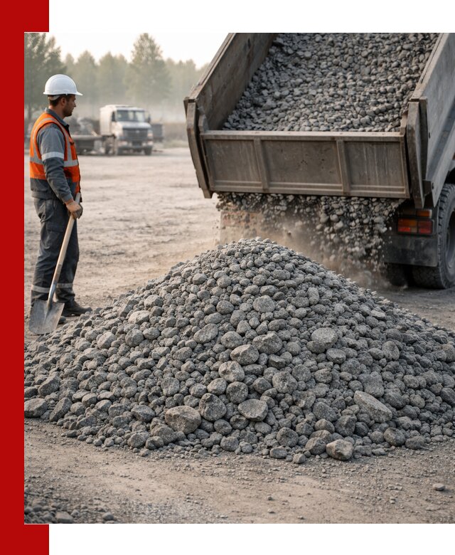 Гранитный щебень фракции 100–201 для строительства в Карасуке