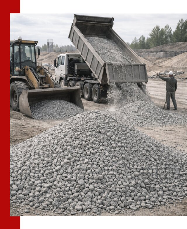 Доставка известнякового щебня фр. 5–20 в Карасуке