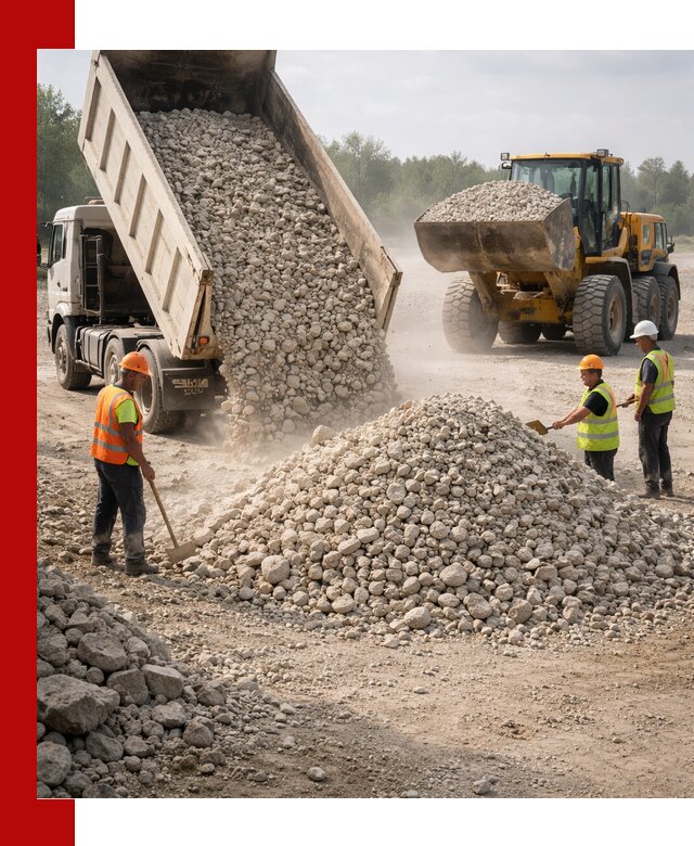 Доставка известнякового щебня фр. 40-70 в Карасуке