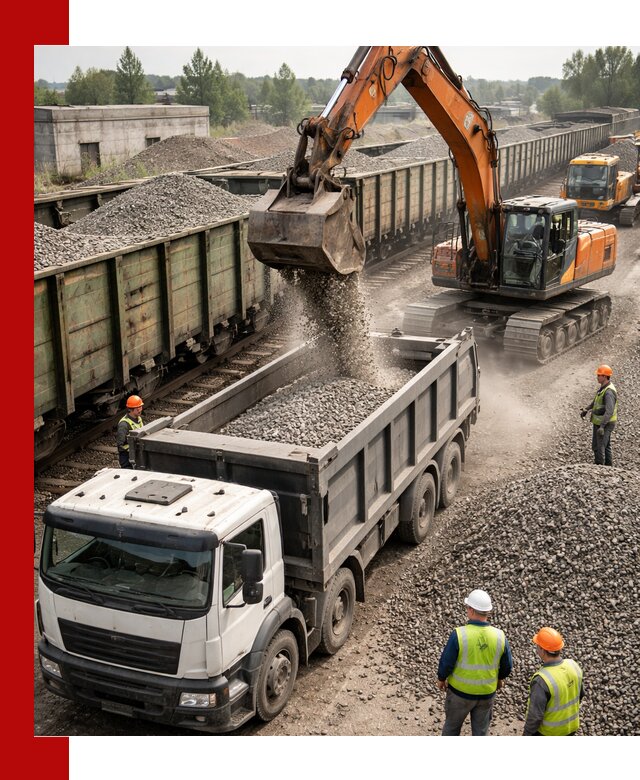 Железнодорожный щебень фракция 25–60 для поставок в Карасуке