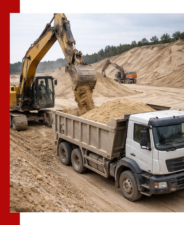 Доставка карьерного песка с самосвалами и разгрузкой в Карасуке