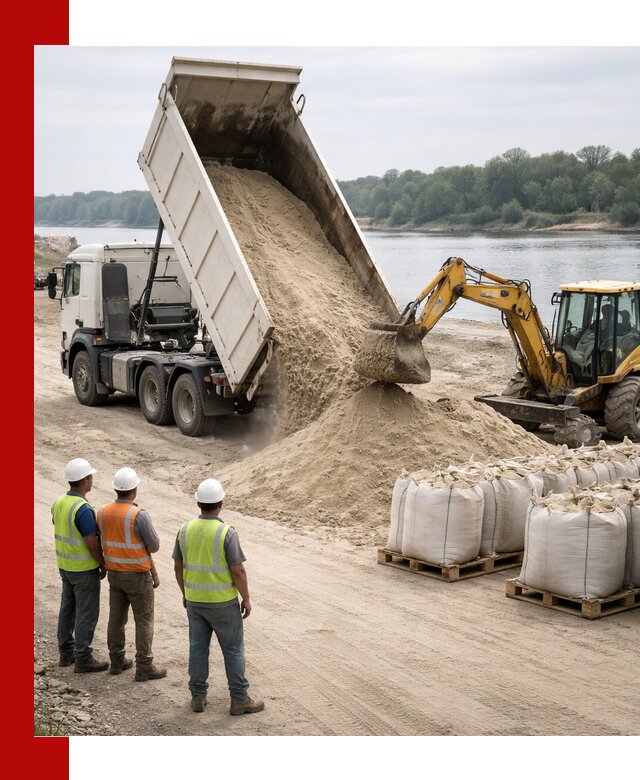 Доставка речного песка в Карасуке самосвалами и погрузкой