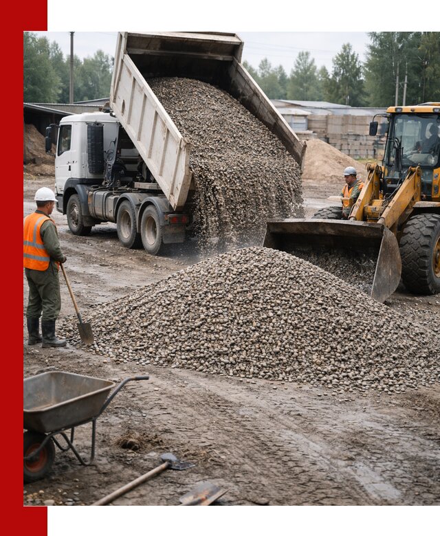 Мытый гравий с доставкой в Карасуке от карьера до участка