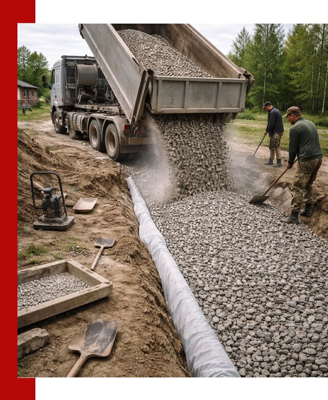 Гравий для дренажа с доставкой в Карасуке качественный и недорогой