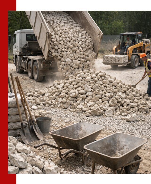 Доставка и продажа бутового известнякового камня в Карасуке