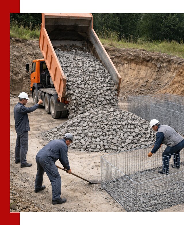 Камень для габионов с доставкой в Карасуке быстро и надёжно