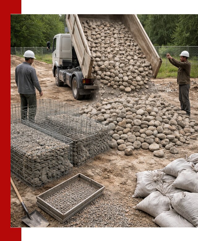 Камень для габионов фракция 70–151 в Карасуке