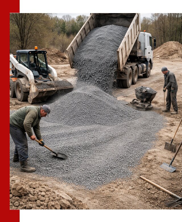 Отсев для подсыпки в Карасуке — доставка и подсыпка на участок