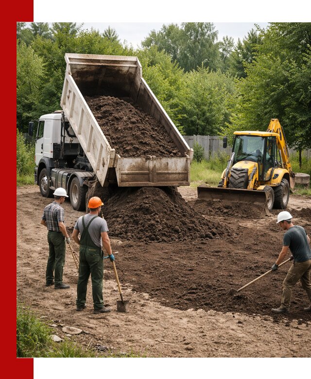Доставка и укладка грунта для выравнивания участка в Карасуке