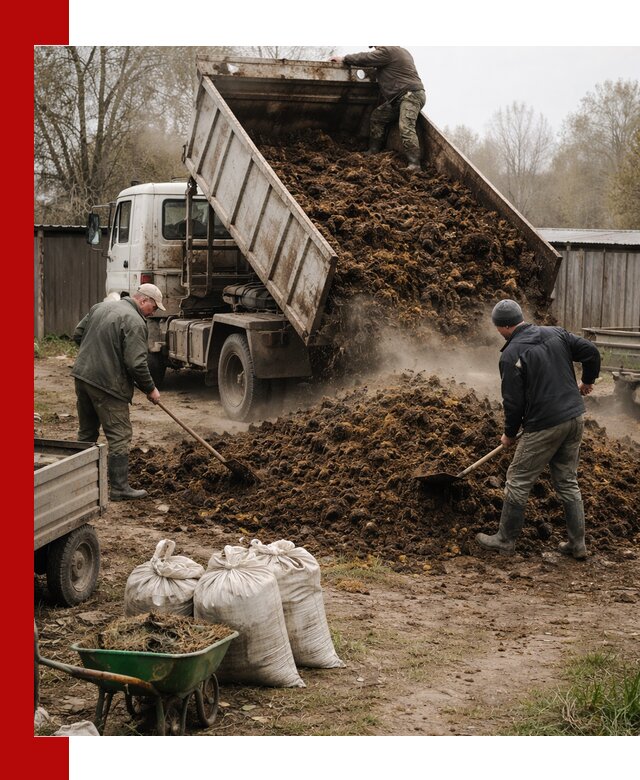 Доставка коровьего навоза самосвалом в Карасуке