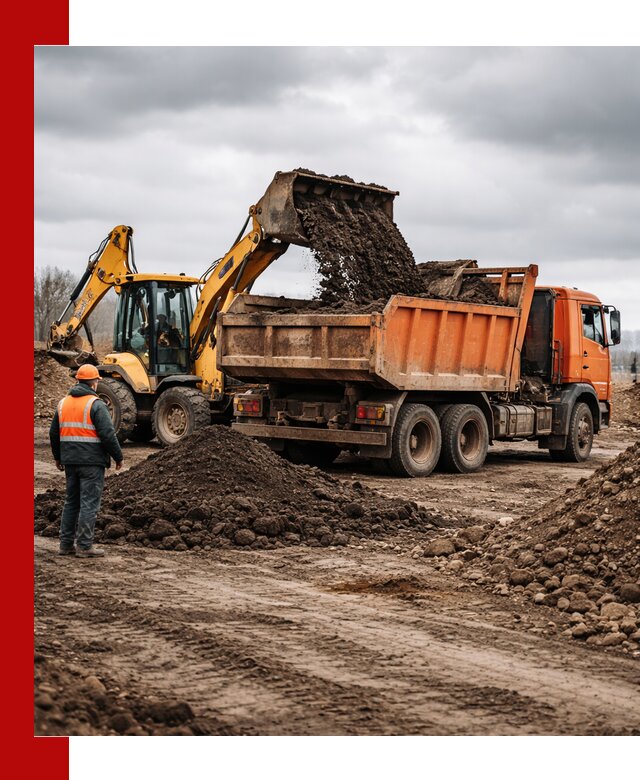 Вывоз грунта и строительного мусора в Карасуке грузовыми самосвалами